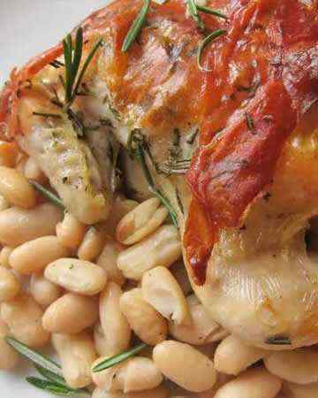 roastedcornishhensproscuittorosemarywhitebeans