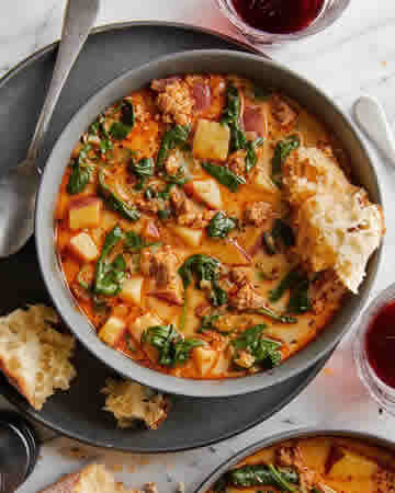 sausagecreamsouppotatoesspinach