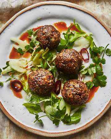 vegetarianmeatballssoyhoneyglaze
